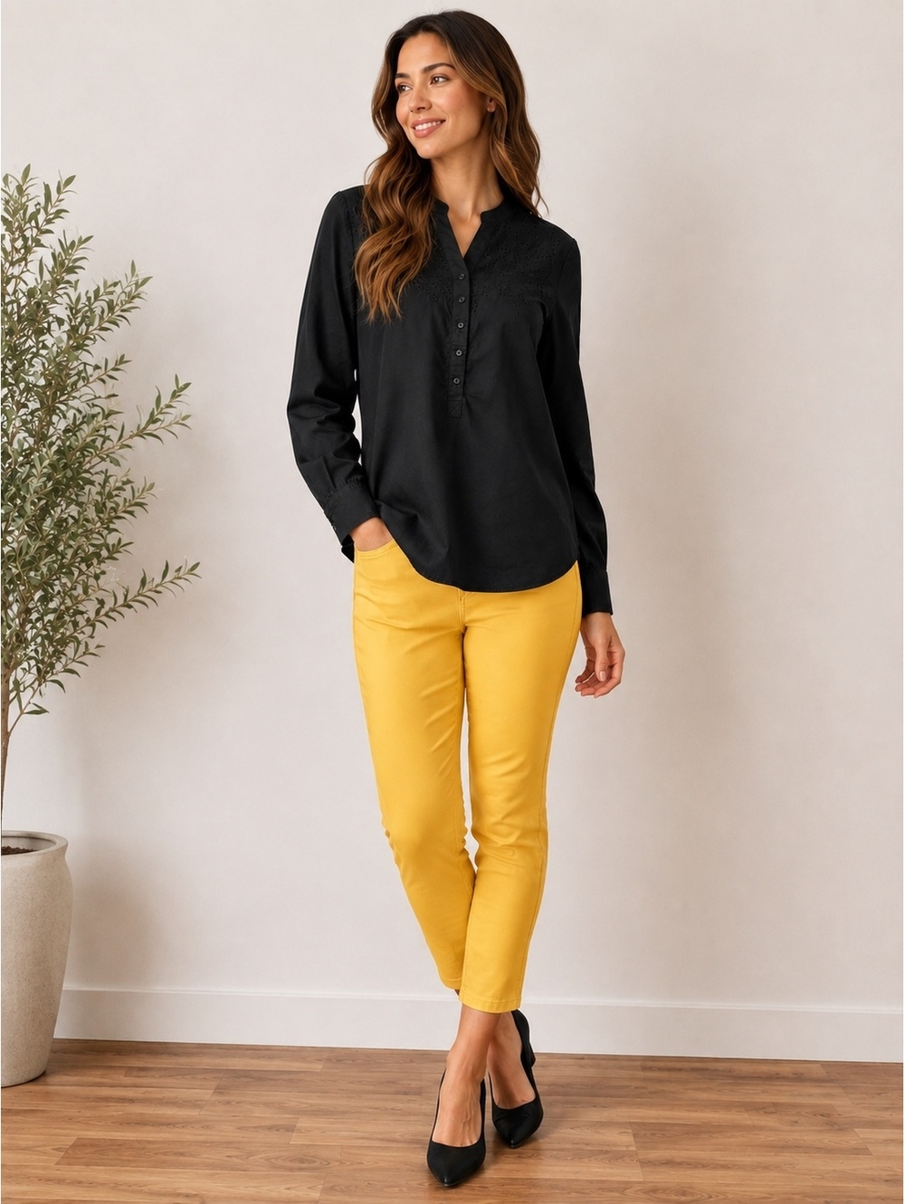 Sonoma Eyelet Blouse & 89th + Madison Capri Outfit | Women’s M office casual
